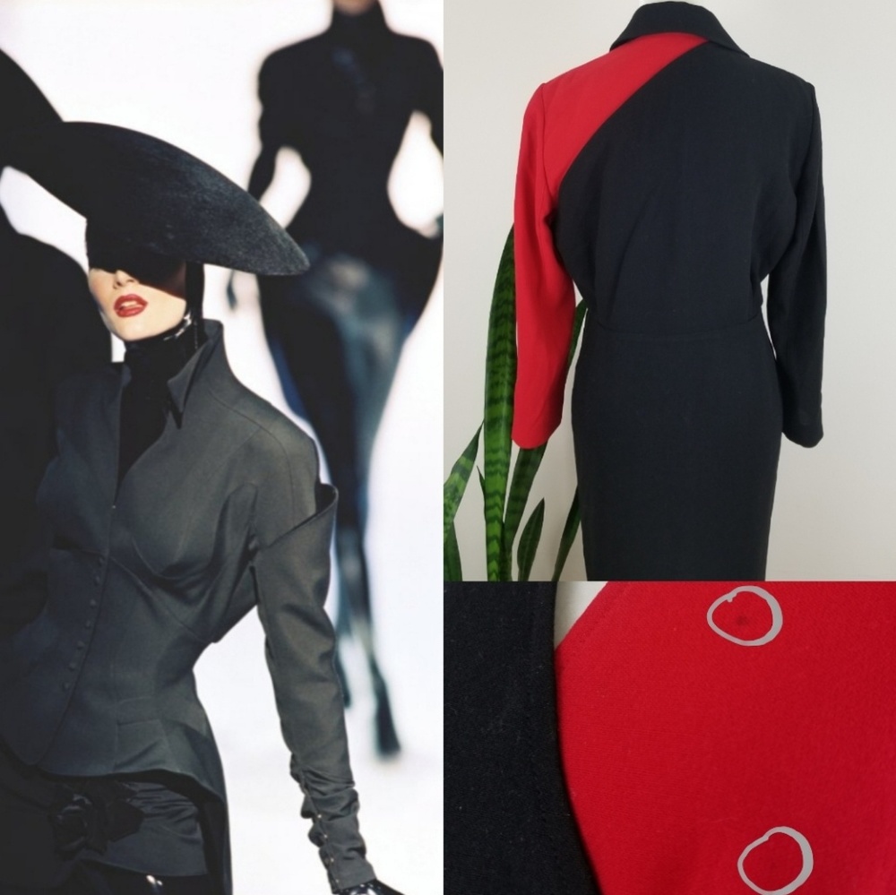 VTG Thierry Mugler Couture Colorblock Wrap Dress - Picture 6 of 8